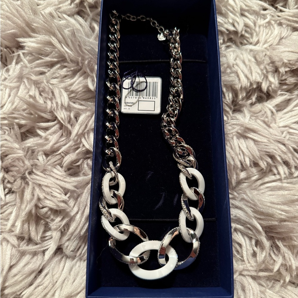 Silver and White Chain Necklace by Swarovski